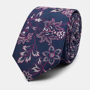 Coltano Slim Paisley Floral Silk Tie, Fuchsia, hi-res